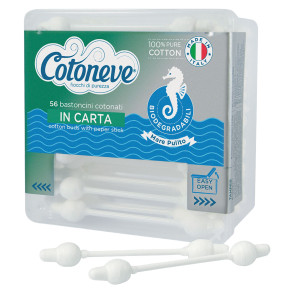 COFANETTO DA 56 BASTONCINI COTONATI BIODEGRADABILI PULIORECCHIE SALVATIMPANO COT COD. 1627P