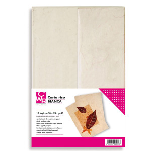 CONFEZIONE DA 10 FOGLI CARTA RISO 50X70CM BIANCO CWR COD. 08051