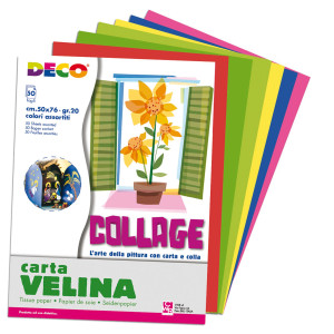 BUSTA DI CARTA VELINA 50FG 50X76CM 10 COLORI ASSORTITI DECO COD. 09382