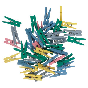 CONFEZIONE 45 MOLLETTINE IN LEGNO 25MM COLORI PASTELLO DECO COD. 12024