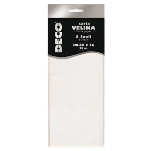 BUSTA 5 FOGLI CARTA VELINA 20GR 50X76CM BIANCO DECO COD. 12283/01