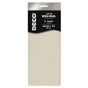 BUSTA 5 FOGLI CARTA VELINA 20GR 50X76CM AVORIO DECO COD. 12283/04