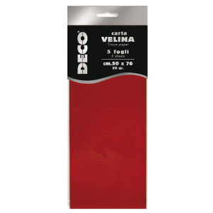 BUSTA 5 FOGLI CARTA VELINA 20GR 50X76CM ROSSO DECO COD. 12283/06