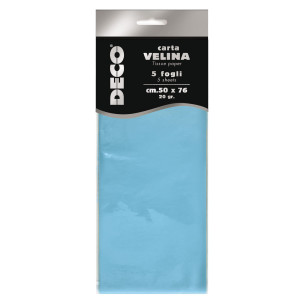 BUSTA 5 FOGLI CARTA VELINA 20GR 50X76CM AZZURRO DECO COD. 12283/13