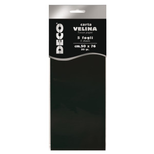 BUSTA 5 FOGLI CARTA VELINA 20GR 50X76CM NERO DECO COD. 12283/20