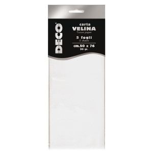 BUSTA 5 FOGLI CARTA VELINA 20GR 50X76CM BIANCO PERLESCENTE DECO COD. 12295/01