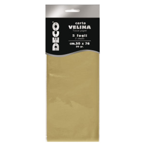 BUSTA 5 FOGLI CARTA VELINA 20GR 50X76CM ORO PERLESCENTE DECO COD. 12295/02