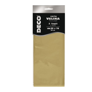 BUSTA 5 FOGLI CARTA VELINA METALLIZZATA 20GR 50X76CM ORO DECO COD. 12455/1