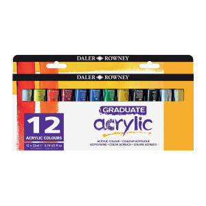 SET 12 TUBI 22ML COLORE ACRILICO FINE GRADUATE COLORI ASSORTITI DALER ROWNEY COD. D123900012.