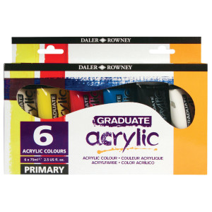 SET 6 TUBI 75ML COLORE ACRILICO FINE GRADUATE COLORI PRIMARI ASSORTITI DALER ROW COD. D123900026.