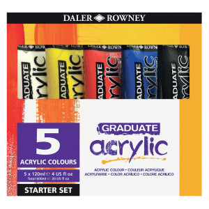 STARTER SET 5 TUBI 120ML COLORE ACRILICO FINE GRADUATE COLORI ASSORTITI DALER RO COD. D123900100.