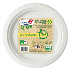 50 PIATTI PIANI D220MM BIODEGRADABILI E COMPOSTABILI DOPLA GREEN COD. 07902
