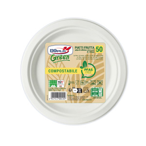 50 PIATTI FRUTTA D170MM BIODEGRADABILI E COMPOSTABILI DOPLA GREEN COD. 07904