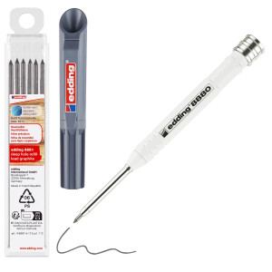 MATITA DA COSTRUZIONE PER FORI PROFONDI CON 6 MINE REFILL EDDING 8880+8881 COD. 4-8880-8881