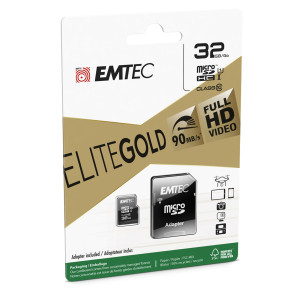 MICRO SDHC EMTEC 32GB GOLD + CON ADATTATORE COD. ECMSDM32GHC10GP