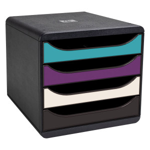 CASSETTIERA RICICLATA BIG BOX 4 CASSETTI IN  COLORI ASSORTITI LINEA TITANE EXACO COD. 310101D