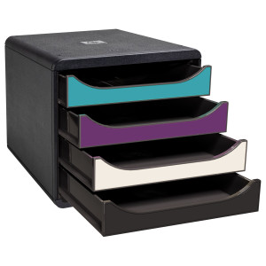 CASSETTIERA RICICLATA BIG BOX 4 CASSETTI IN  COLORI ASSORTITI LINEA TITANE EXACO COD. 310101D
