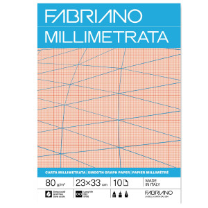 BLOCCO CARTA MILLIMETRATA 23X33CM 80GR 10FG FABRIANO COD. 19100663 CONFEZIONE DA 25