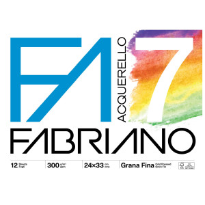 BLOCCO ACQUERELLO F7  24X33CM 12FG 300GR GRANA FINE FABRIANO COD. 19100767
