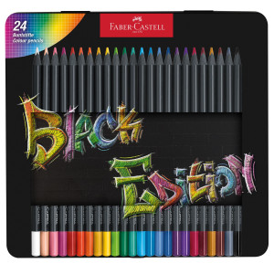 ASTUCCIO IN METALLO 24 MATITE COLORATE TRIANGOLARE BLACK EDITION FABER-CASTELL COD. 116425