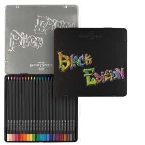ASTUCCIO IN METALLO 24 MATITE COLORATE TRIANGOLARE BLACK EDITION FABER-CASTELL COD. 116425