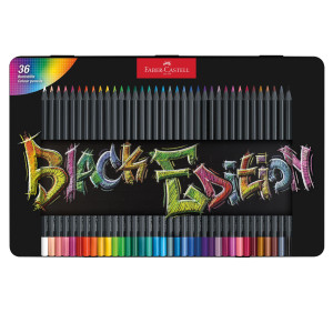ASTUCCIO IN METALLO 36 MATITE COLORATE TRIANGOLARE BLACK EDITION FABER-CASTELL COD. 116437