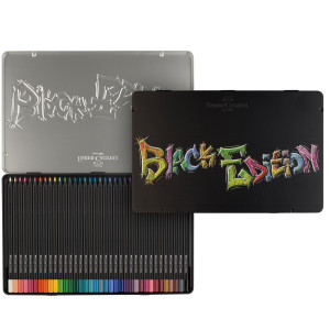ASTUCCIO IN METALLO 36 MATITE COLORATE TRIANGOLARE BLACK EDITION FABER-CASTELL COD. 116437