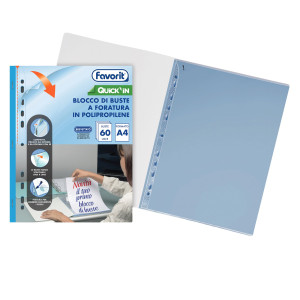 BLOCCO QUICK IN 60 BUSTE FORATE LISCE A4 FAVORIT COD. 400205416