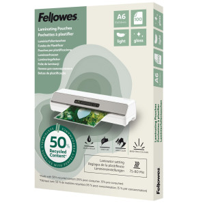 SCATOLA 100 POUCHES RICICLATE 80MIC A6 FELLOWES COD. 100143441