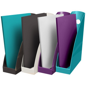 SET DA 4 PORTARIVISTE MAG-CUBE DORSO 82MM TITANE  4 COLORI ASSORTITI EXACOMPTA COD. 182101SETD