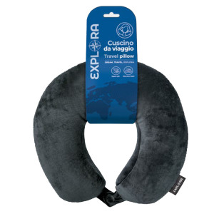 CUSCINO DA VIAGGIO EXPLORA MEMORY FOAM 30X29X12CM NERO LEBEZ COD. 82273.
