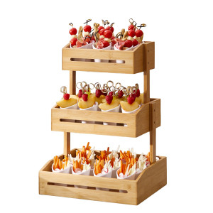 ESPOSITORE BUFFET 3 PIANI 33X30X41CM BAMBOO NATURALE LEONE COD. S0138