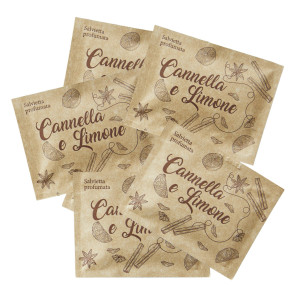 BOX 100 SALVIETTE 7X9CM LIMONE E CANNELLA AVANA LEONE COD. T6700.C100