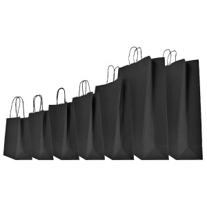 25 SHOPPERS CARTA KRAFT 26X11X34,5CM TWISTED NERO COD. 047589