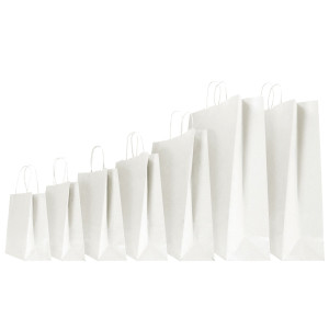 25 SHOPPERS IN CARTA KRAFT 14X9X20CM TWISTED BIANCO COD. 096204