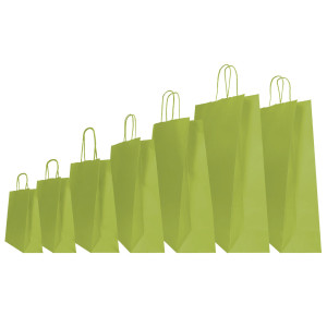 25 SHOPPERS CARTA KRAFT 26X11X35CM TWISTED VERDE FAGIOLO COD. 097645