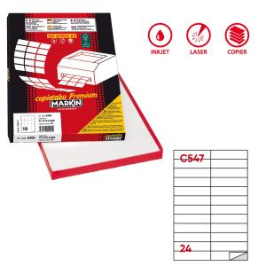 ETICHETTA ADESIVA C/547 BIANCA 100FG A4 105X25MM (24ET/FG) MARKIN COD. X210C547