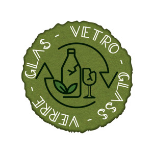 ETICHETTA AUTOADESIVA RACCOLTA DIFFERENZIATA VETRO VINILE IN VERDE MEDIAL INTERN COD. 711903