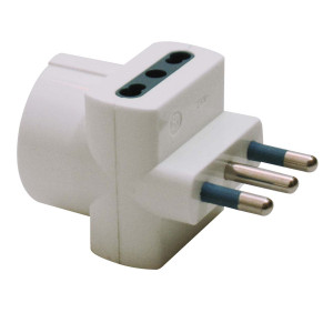 ADATTATORE TRIPLO CON SPINA 2P+T 16A - 2 PRESE 10/16A + 1 SCHUKO COD. 492518066