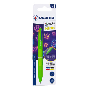 PENNA SFERA 4 COLORI 4 MULTI 1.0MM VERDE NEON OSAMA COD. OW 84045603 CONFEZIONE DA 12