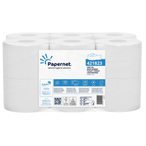 CARTA IGIENICA CENTREFEED MINI JUMBO D14,9CM X 112M BIANCO PAPERNET COD. 421823 CONFEZIONE DA 12
