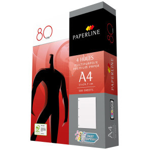 CARTA PAPERLINE COPY A4 80GR 500FG 4 FORI COD. PFCA001PL_4F CONFEZIONE DA 5