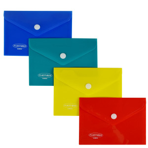 BUSTA CON BOTTONE IN PP 14,5 X 10,5CM COLORI ASSORTITI PLASTIBOR COD. P0421490