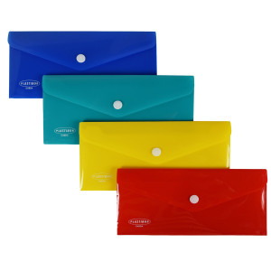 BUSTA CON BOTTONE IN PP 22,5 X 12,5CM COLORI ASSORTITI PLASTIBOR COD. P0422190