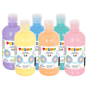 BOX 6 TEMPERA COLORI PASTEL 500ML COLORI ASSORTITI PRIMO COD. 2002BRP500ASS
