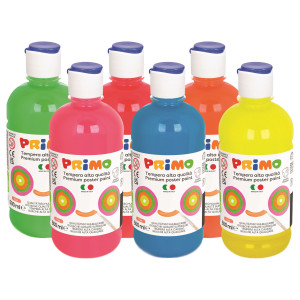 BOX 6 TEMPERA COLORI FLUO 500ML COLORI ASSORTITI PRIMO COD. 255TP500ASS