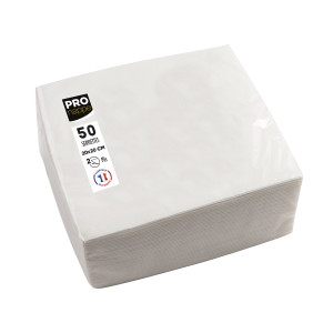 CONF 50 TOVAGLIOLI COCKTAIL 2 VELI 20X20CM CARTA BIANCO PRO NAPPE COD. SV622001I