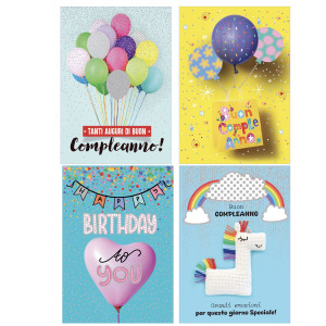 BIGLIETTO LIFESTYLE CON GLITTER FANTASIE ASSORTITE REX SADOCH COD. BA00034G CONFEZIONE DA 12