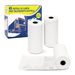 BLISTER 3 ROTOLI CARTA TERMICA PER TACHIGRAFI DIGITALI BPA FREE 75GR 57MM X 8MT COD. RTD5708