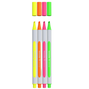 ASTUCCIO 4 EVIDENZIATORE SHINE-UP PUNTA SCALPELLO 1-4MM COLORI ASSORTITI SCHNEID COD. P112094